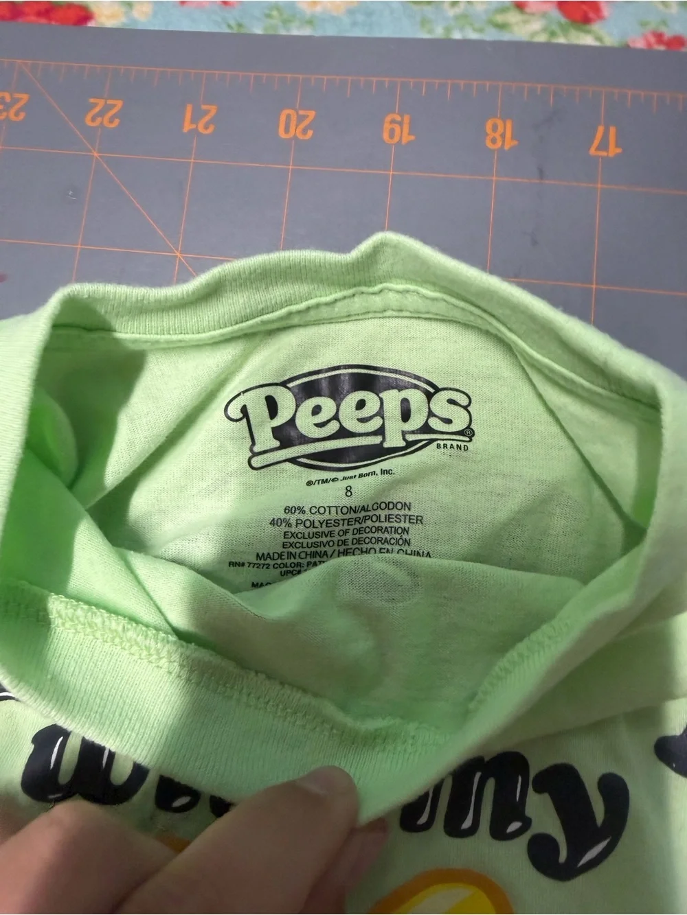 Kickin' It with My Peeps! Kids Graphic Tee - Light Green size 8